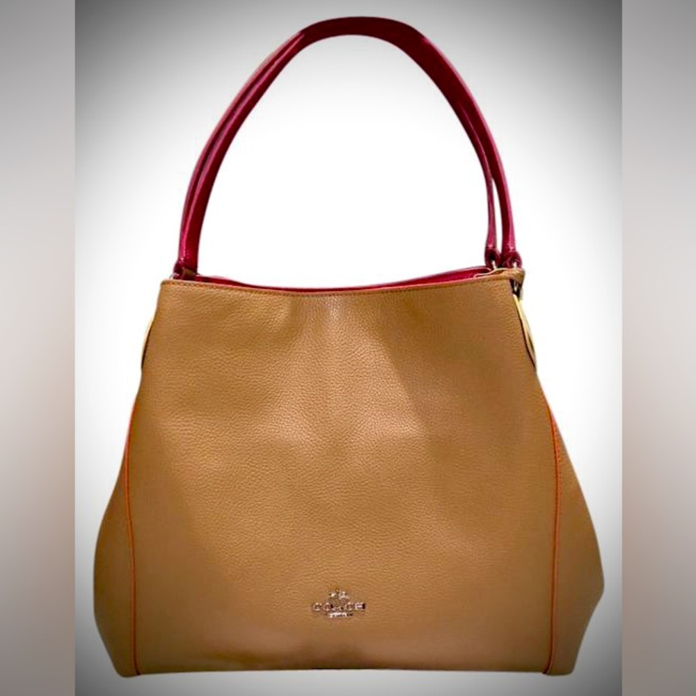 COACH EDIE 31
(37721) Silver/Walnut Tricolor Leather Shoulder Bag